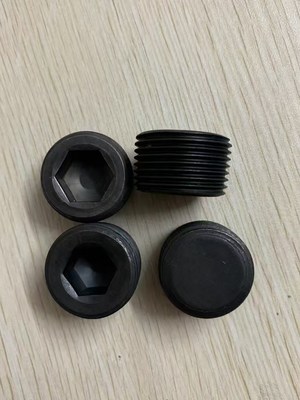 Black Oxide Internal Drive Pipe Plugs With Conical Thread Carbon Steel Screw Hexagon Socket Pipe Plug Oil Plugs Din906